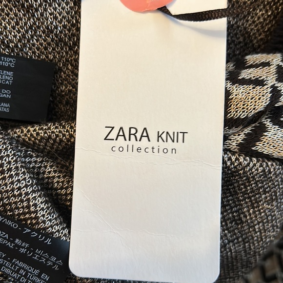 STUNNING ZARA SWEATER dark brown/tan,white with a detailed pattern size M BNWT - Picture 16 of 16